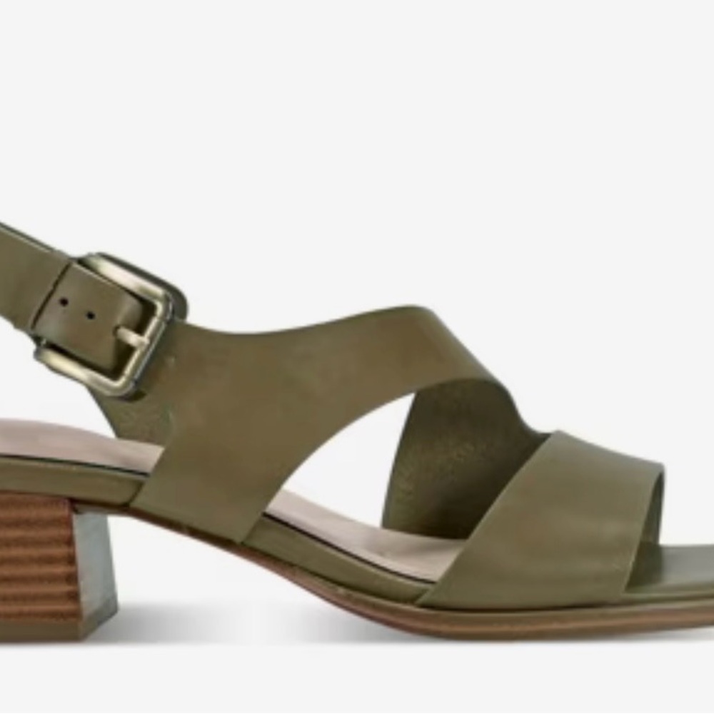 Rockport Hennly Olive Leather Block Heel Sandals Size 9 - Picture 2 of 10
